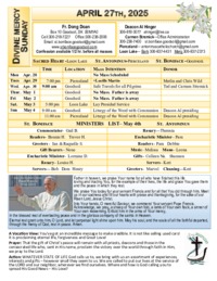 April 27th Divine Mercy Sunday